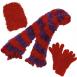 Stripes Purple-Red Scarf with Red Hat and Gloves