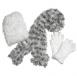 Multi White-Black Scarf with White Hat and Gloves
