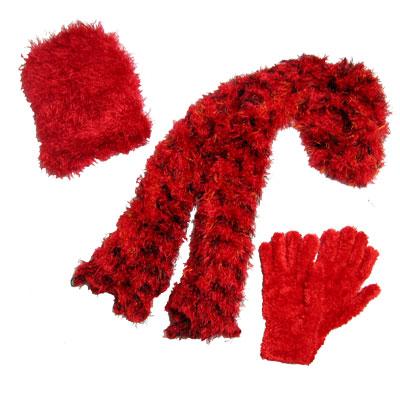 Gift Sets - Magic Scarf, Hat and Glove - Multi Lava Scarf with Red Hat and Gloves
