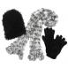 Multi White-Black Scarf with Black Hat and Gloves Multi White-Black Scarf with Black Hat and Gloves