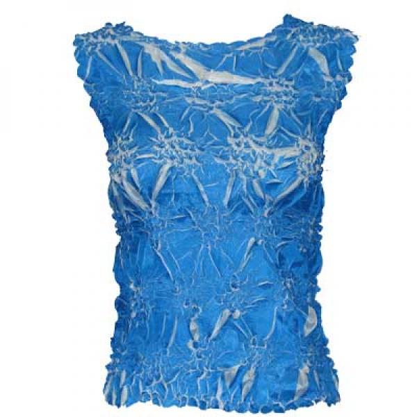 Wholesale 647 - Sleeveless Origami Tops Cornflower Blue - White - Queen Size Fits (XL-2X)