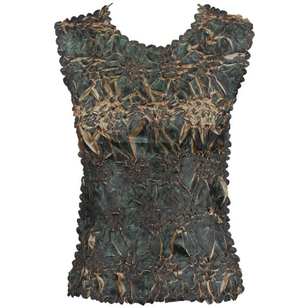 Wholesale 647 - Sleeveless Origami Tops Dark Olive Brown - Gold Tone - One Size Fits Most