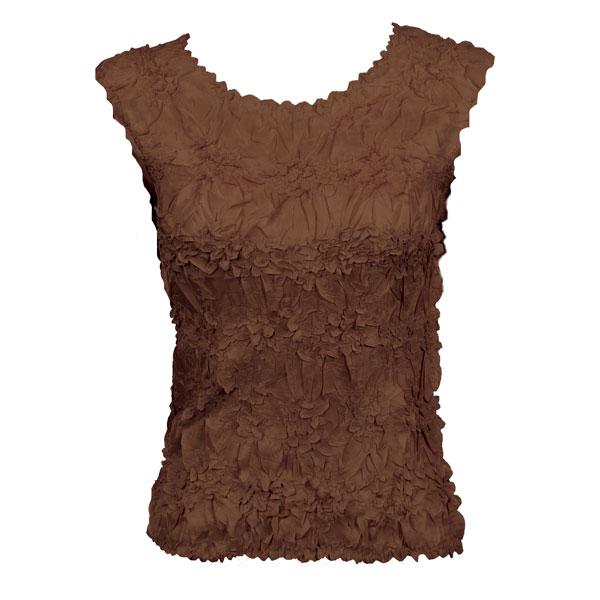 Wholesale 647 - Sleeveless Origami Tops Solid Brown - Queen Size Fits (XL-2X)