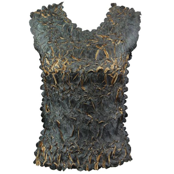 Wholesale 647 - Sleeveless Origami Tops Black - Gold - One Size Fits Most