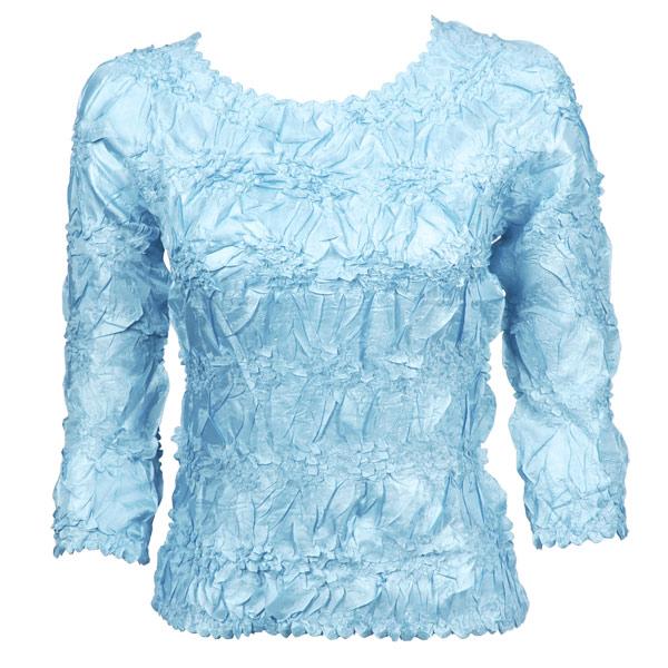 Wholesale 648 - Origami Three Quarter Sleeve Tops Solid Light Blue - One Size Fits Most