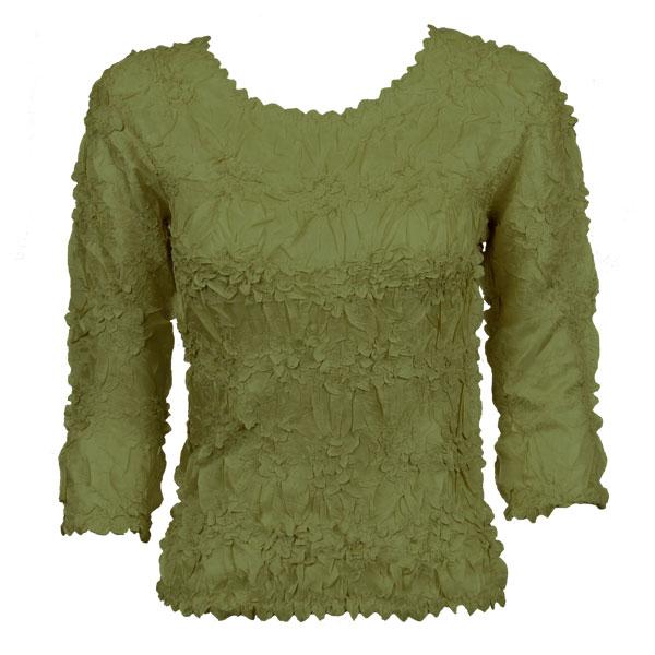 Wholesale 648 - Origami Three Quarter Sleeve Tops Solid Olive - One Size Fits Most