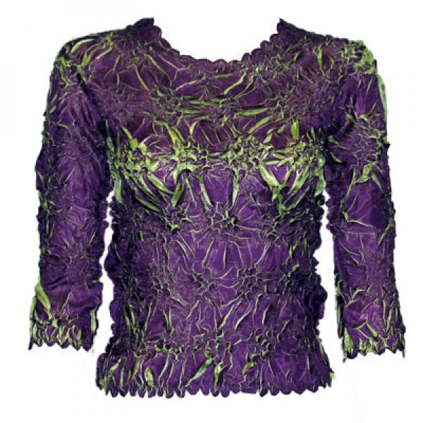 Wholesale 648 - Origami Three Quarter Sleeve Tops Plum - Spring Green - Queen Size Fits (XL-2X)