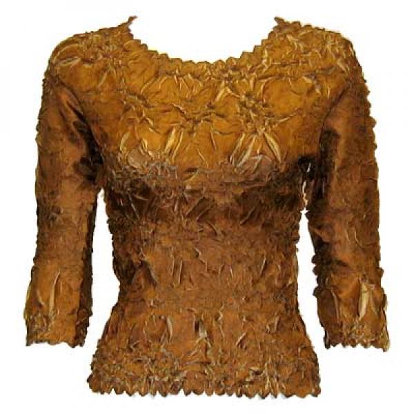 Wholesale 648 - Origami Three Quarter Sleeve Tops Caramel - Taupe - Queen Size Fits (XL-2X)