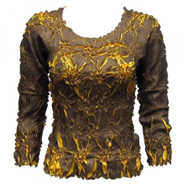 Wholesale 648 - Origami Three Quarter Sleeve Tops Dark Chocolate - Butterscotch - Queen Size Fits (XL-2X)