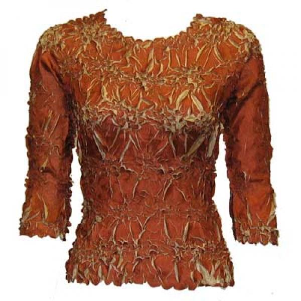 Wholesale 648 - Origami Three Quarter Sleeve Tops Paprika - Sand - Queen Size Fits (XL-2X)