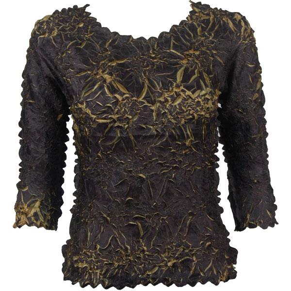Wholesale 648 - Origami Three Quarter Sleeve Tops Black - Gold - Queen Size Fits (XL-2X)