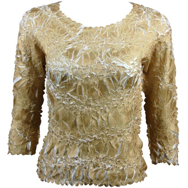 Wholesale 648 - Origami Three Quarter Sleeve Tops Light Gold - White - One Size Fits Most