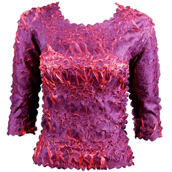 Wholesale 648 - Origami Three Quarter Sleeve Tops Purple - Coral - Queen Size Fits (XL-2X)