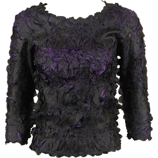 Wholesale 648 - Origami Three Quarter Sleeve Tops Black - Purple - One Size Fits Most