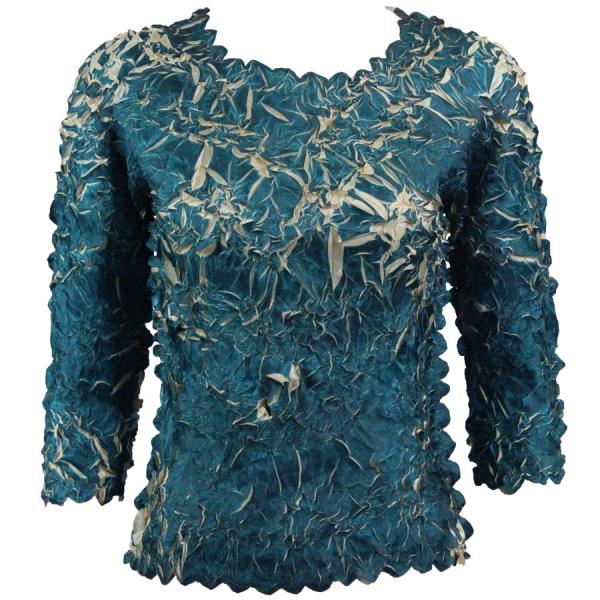 Wholesale 648 - Origami Three Quarter Sleeve Tops Deep Teal - Light Gold - One Size Fits Most