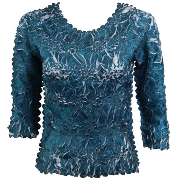 Wholesale 648 - Origami Three Quarter Sleeve Tops Deep Teal - Platinum - One Size Fits Most