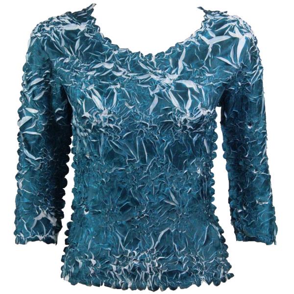 Wholesale 648 - Origami Three Quarter Sleeve Tops Deep Teal - White - One Size Fits Most