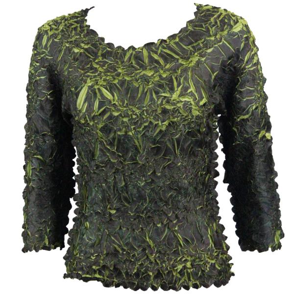 Wholesale 648 - Origami Three Quarter Sleeve Tops Black - Green - One Size Fits Most