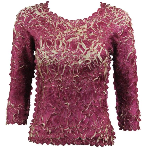 Wholesale 648 - Origami Three Quarter Sleeve Tops Plum - Light Gold - Queen Size Fits (XL-2X)