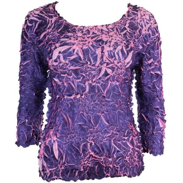 Wholesale 648 - Origami Three Quarter Sleeve Tops Purple - Light Pink - Queen Size Fits (XL-2X)