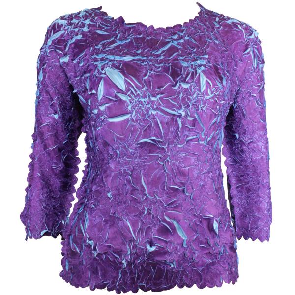 Wholesale 648 - Origami Three Quarter Sleeve Tops Plum - Sky Blue - One Size Fits Most