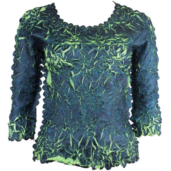 Wholesale 648 - Origami Three Quarter Sleeve Tops Navy - Spring Green - Queen Size Fits (XL-2X)