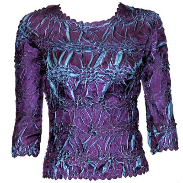 Wholesale 648 - Origami Three Quarter Sleeve Tops Purple - Turquoise - One Size Fits Most