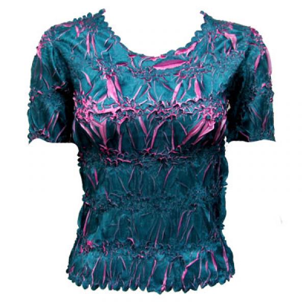 Wholesale 649 - Origami Short Sleeve Tops  Teal - Flamingo - One Size Fits Most