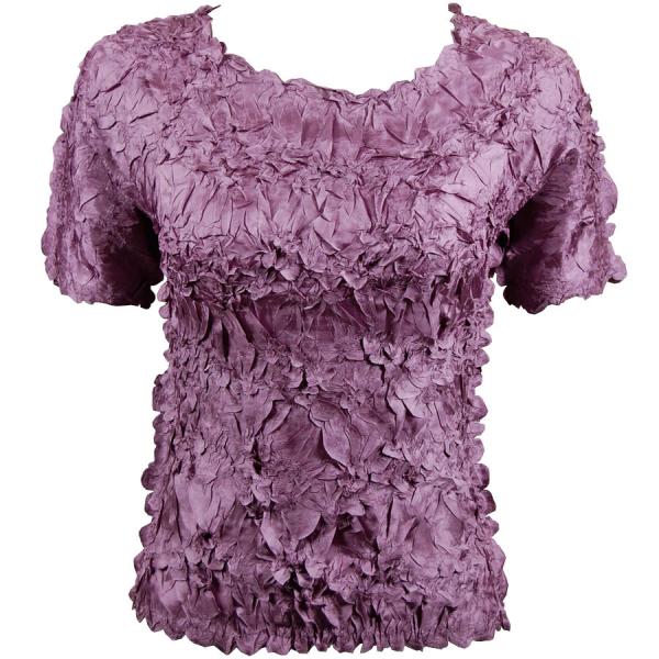 Wholesale 649 - Origami Short Sleeve Tops  Solid Grape - One Size Fits Most