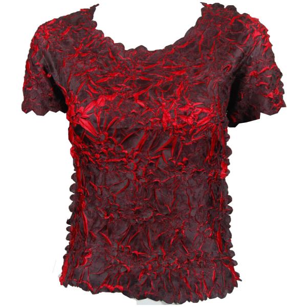 Wholesale 649 - Origami Short Sleeve Tops  Black - Red - One Size Fits Most