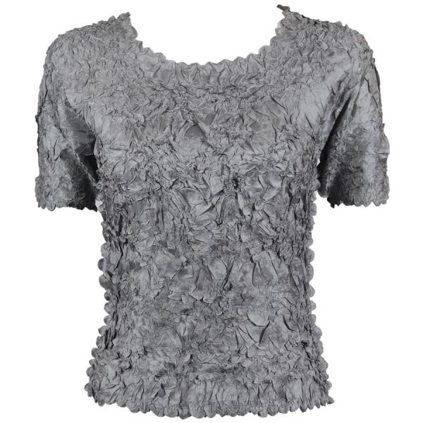 Wholesale 649 - Origami Short Sleeve Tops  Solid Pewter - One Size Fits Most