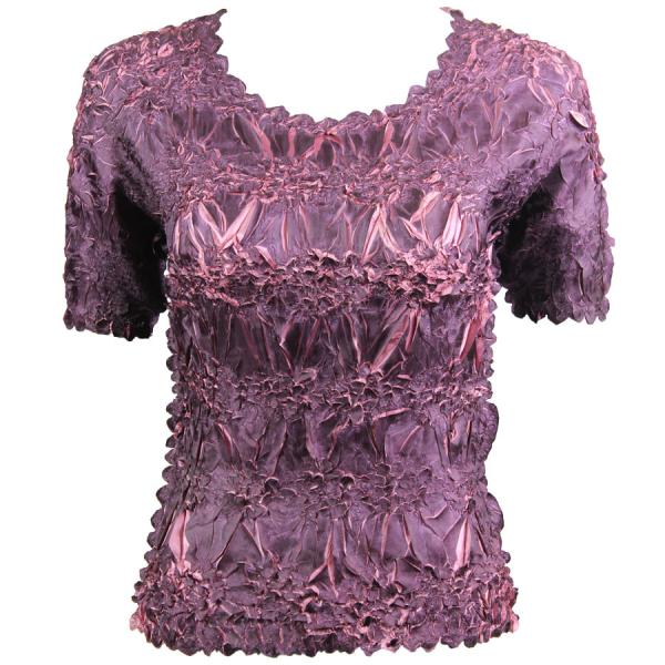 Wholesale 649 - Origami Short Sleeve Tops  Purple - Dusty Purple - One Size Fits Most