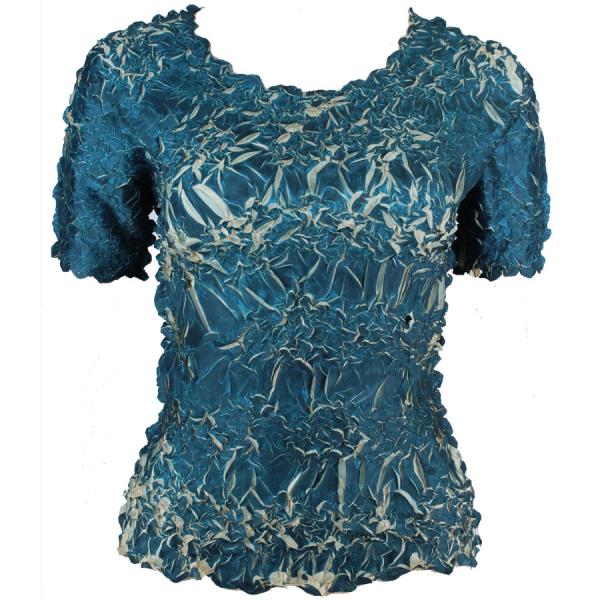 Wholesale 649 - Origami Short Sleeve Tops  Deep Teal - Light Gold - One Size Fits Most