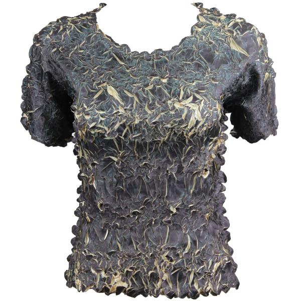 Wholesale 649 - Origami Short Sleeve Tops  Black - Light Gold - One Size Fits Most