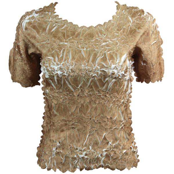 Wholesale 649 - Origami Short Sleeve Tops  Champagne - Ivory - One Size Fits Most