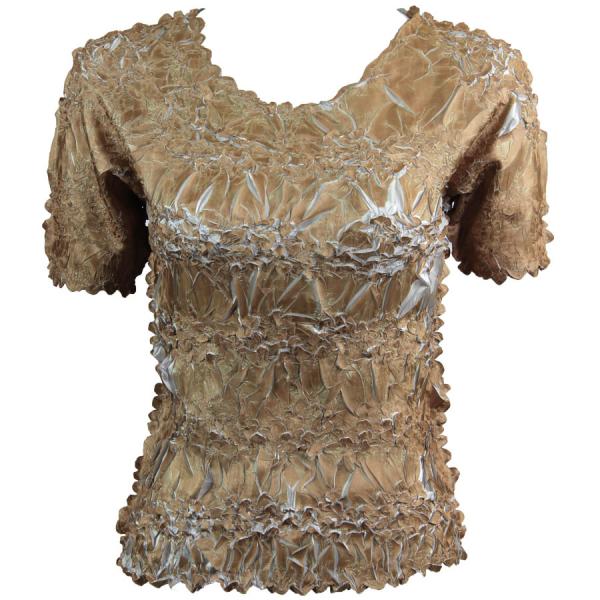 Wholesale 649 - Origami Short Sleeve Tops  Gold - Pearl - One Size Fits Most