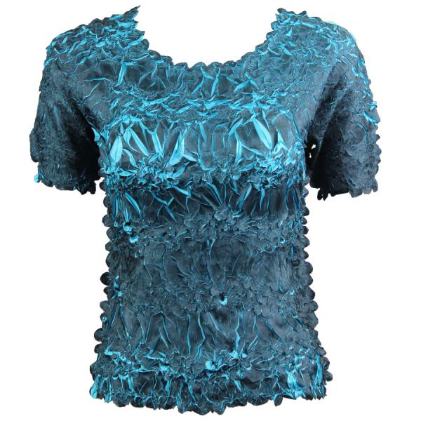 wholesale 649 - Origami Short Sleeve Tops  Black - Turquoise - One Size Fits Most