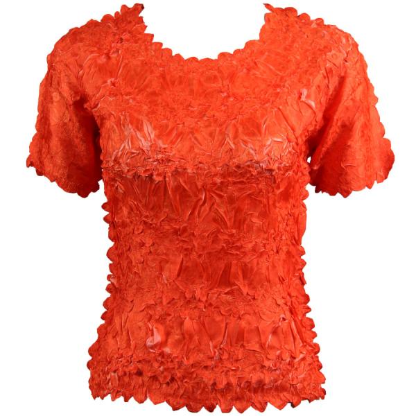 Wholesale 649 - Origami Short Sleeve Tops  Orange - Coral - Queen Size Fits (XL-2X)