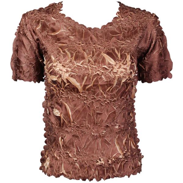 Wholesale 649 - Origami Short Sleeve Tops  Chocolate - Champagne - One Size Fits Most