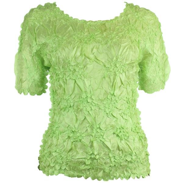 Wholesale 649 - Origami Short Sleeve Tops  Solid Spring Green - One Size Fits Most
