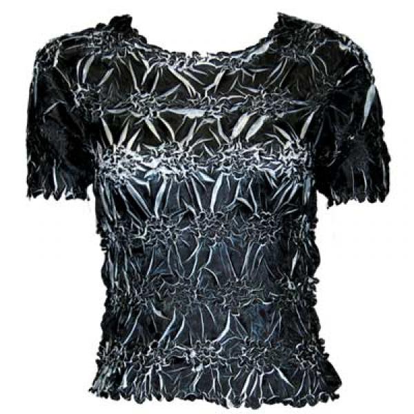 Wholesale 649 - Origami Short Sleeve Tops  Black - White - One Size Fits Most
