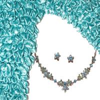 Gift Sets- Long Sleeve Popcorn / Austrian Crystal  - Aqua Popcorn with Blue Tones Jewelry