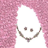 Gift Sets- Long Sleeve Popcorn / Austrian Crystal  - Carnation Popcorn with Pink Tones Jewelry