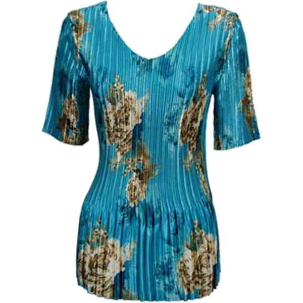 Wholesale 654 - Satin Mini Pleat Cap Sleeve Tops Taupe on Teal - One Size Fits Most