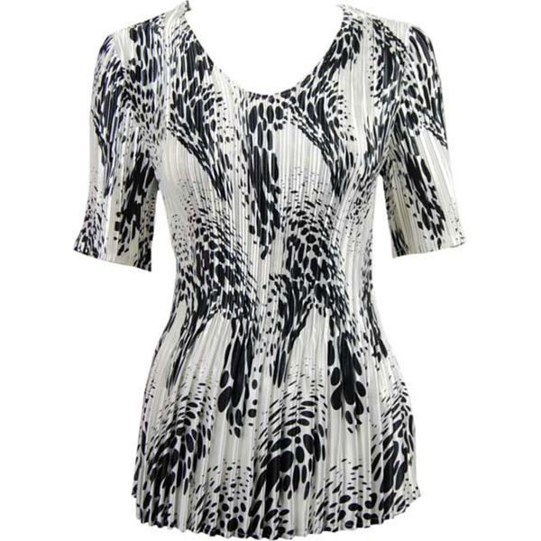 Wholesale 745 - Skirts - Satin Mini Pleat Tiered White-Black Swirl Dots - One Size Fits Most