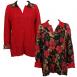 Coral Blossoms on Black reverses to Solid Red