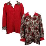 Crimson-Taupe Floral reverses to Solid Red