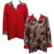 Crimson-Taupe Floral reverses to Solid Red