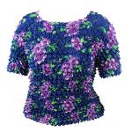 Tama&Atilde;&plusmn;o Queen - Sin manga y Popcorn de manga corta - Navy with Purple Flowers