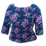 Tama&Atilde;&plusmn;o Queen- manga de tres cuartos - Navy with Purple Flowers